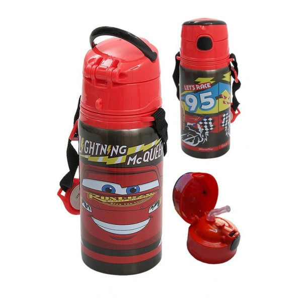 Boys Cars Steel Water Bottle 500Ml 1 Piece Cars Şimşek Mcqueen Steel Water Bottle 1 Piece Licensed School Water Bottle