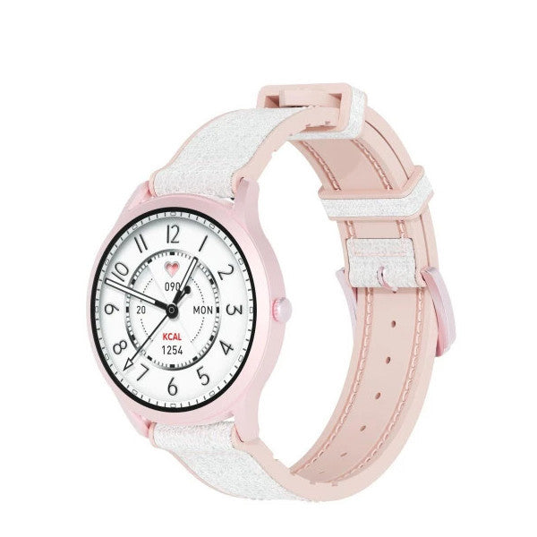 Kieslect Lora Pink Smartwatch With Voice Assistant And Search Features