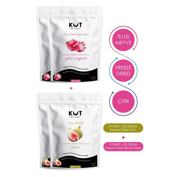 Freeze Dried Fruit Pack. Freeze Dried Fig (2 X 20 G) + White Dragon Fruit (2 X 20 G)