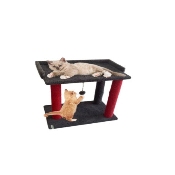 Ponpom kedi çizik antrasit kırmızı ile teras yatağı