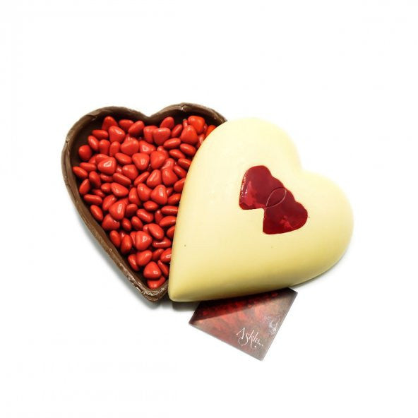 Valentine's Day White Heart Dragee in Chocolate