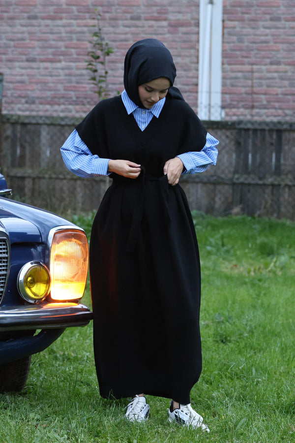 24001 Women's Shirt Garnish Knit Dress Black