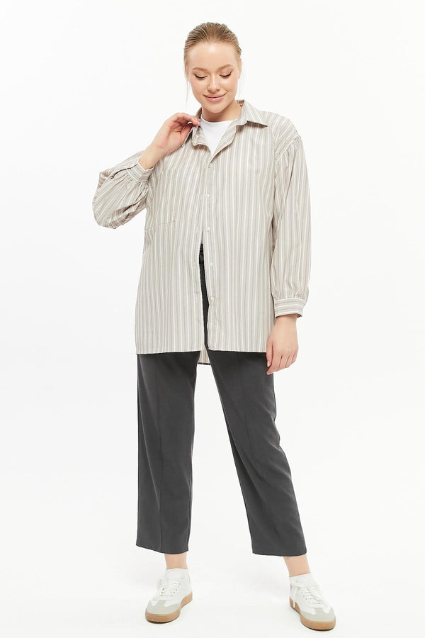 24020 Women's Oversize Balloon Sleeve Shirt Mink