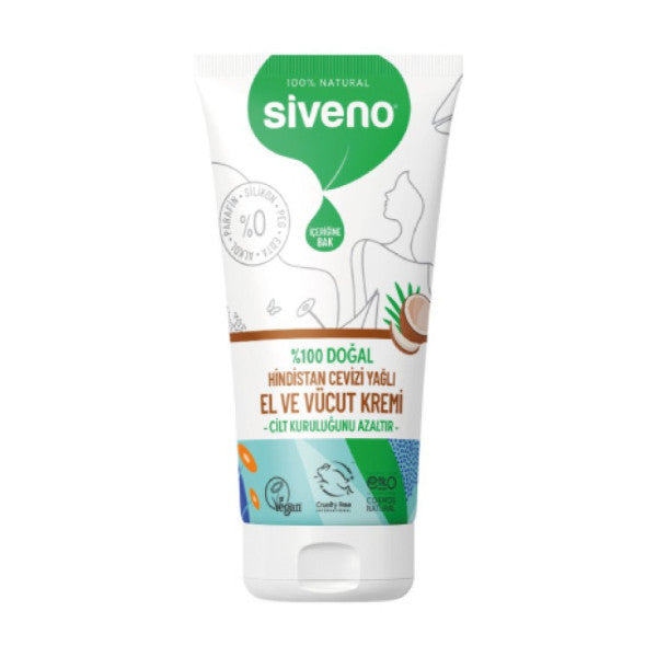 Siveno 100% Natural Hand And Body Cream Coconut Avocado Intensive Moisturizing Repair Vegan 50 Ml