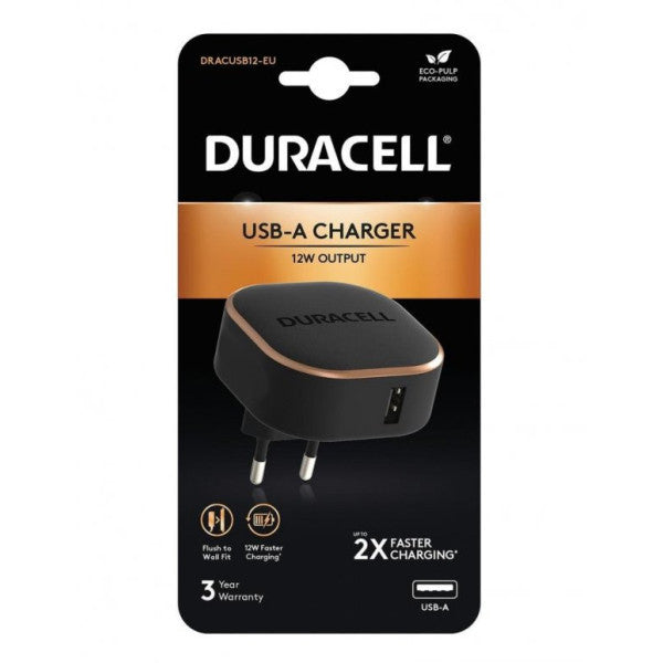 Duracell 12W Phone / Tablet Charging Head 1Xusb 5V/2.4A - Black