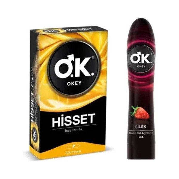 Okey Feel 10 Pack Condoms + Strawberry Lubricant Gel 100 Ml