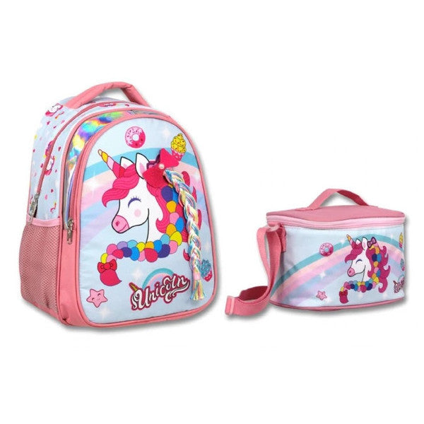 Cennec Pink Colored Unicorn Primary School Backpack And Lunchbox Set - Girls