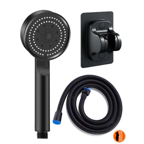 5 Function Water Saving Shower Head, Black High Pressure And Accessory Set