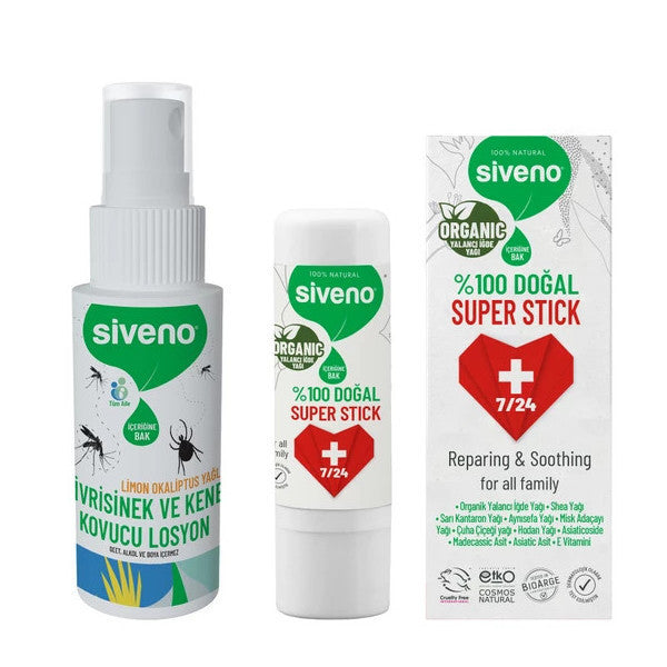 Siveno Mosquito And Tick Repellent Spray Cream 50 Ml & Siveno 100% Natural Super Stick 6 G Set