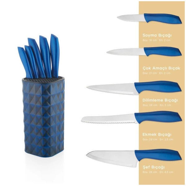 Schafer Quick Chef Knife Set With Stand 6 Pieces-Blue01