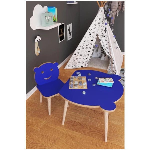 Remaks Panda Write Wipe Surface Children's Table Chair Set 1 Activity Game Table 1 Chair - Blue