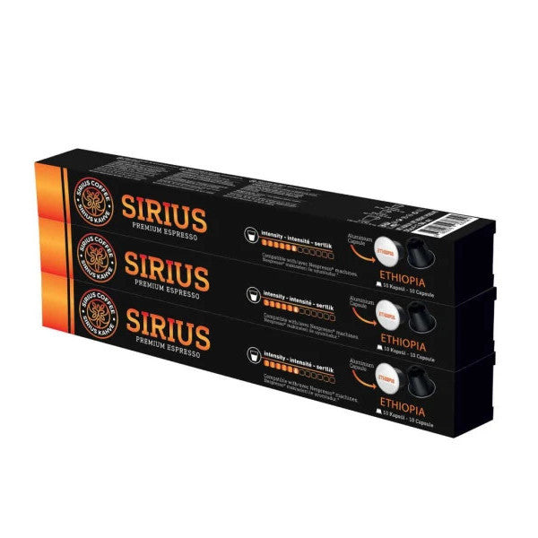 Sirius Nespresso Compatible Single Origin Capsule Coffee 6 Ethiopia Set Of 3 (30 Capsules)