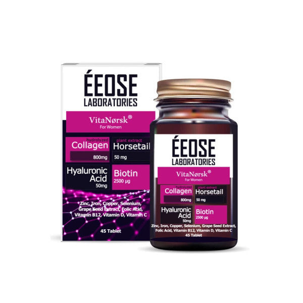 Eeose Collagen Tablet (Collagen + Hyaluronic Acid + Horsetail + Biotin + Vitamin C) 45 Tablets