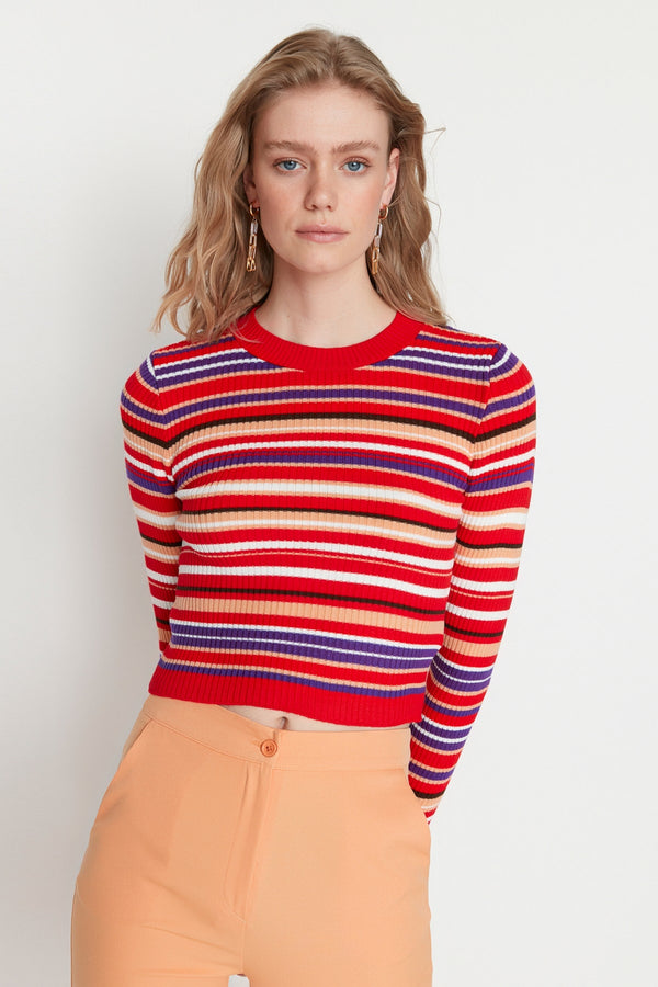 Trendyolmilla Color Block Crop Knitwear Sweater Twoaw22Kz1114