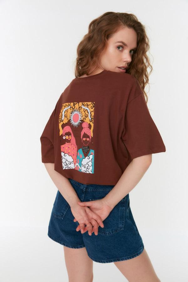 Trendyolmilla Printed Oversized Knitted T-Shirt