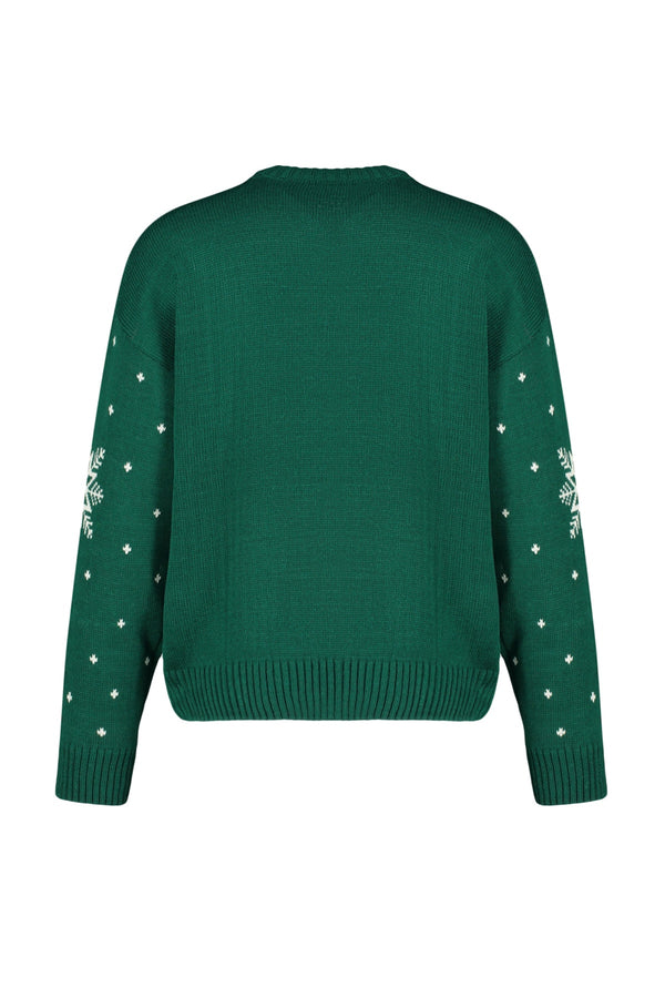 TRENDYOLMİLLA Green Self Patterned Crew Neck Knitwear Sweater TWOAW23KZ01591