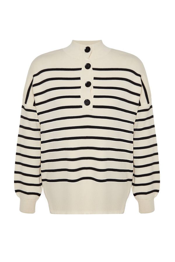 Trendyol Curve Women's Striped Long sleeve Regular fit Plus Size Sweater