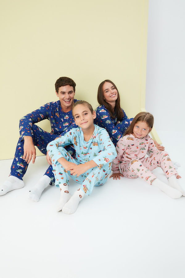 TRENDYOLKIDS Printed Girls Knitted Pajamas Set TKDAW23PT00025