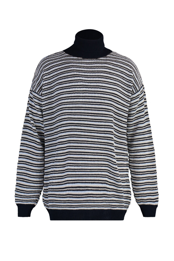 TRENDYOL MAN Men's Oversize Fit Turtleneck Striped Knitwear Sweater TMNAW23KZ00199