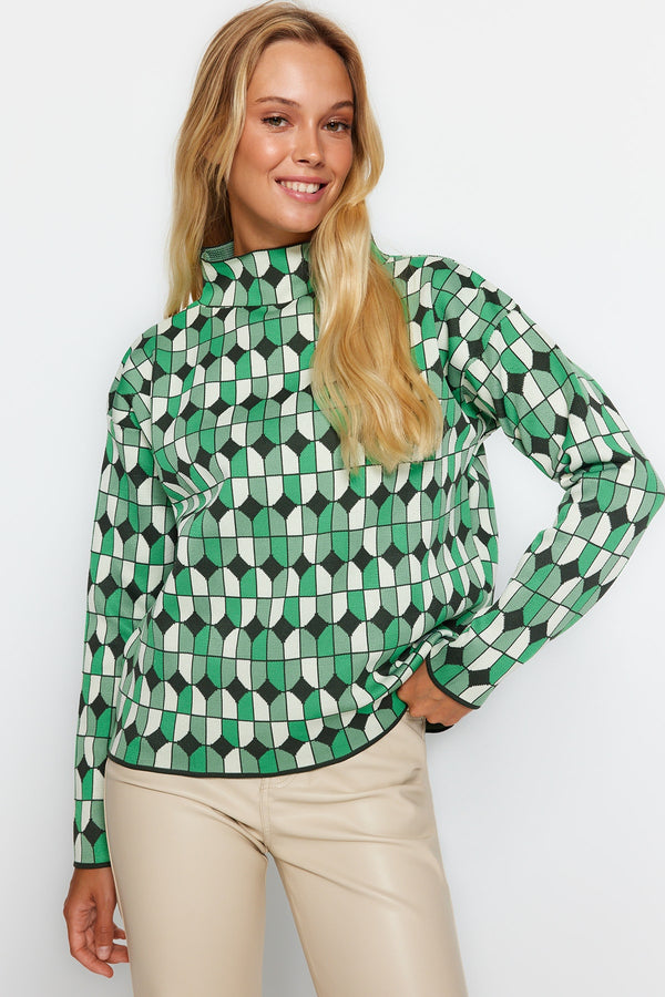 Trendyolmilla Petrol Self Patterned Knitwear Sweater Twoaw24Kz00115