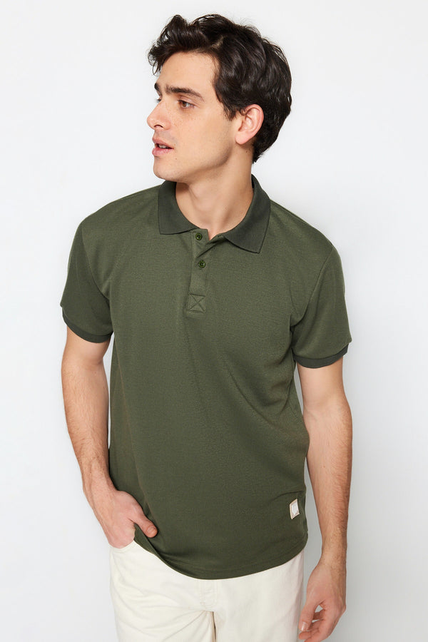 TRENDYOL MAN Men's Premium Special Collection Regular/Normal Cut Label Appliqué Thick Polo Neck T-shirt