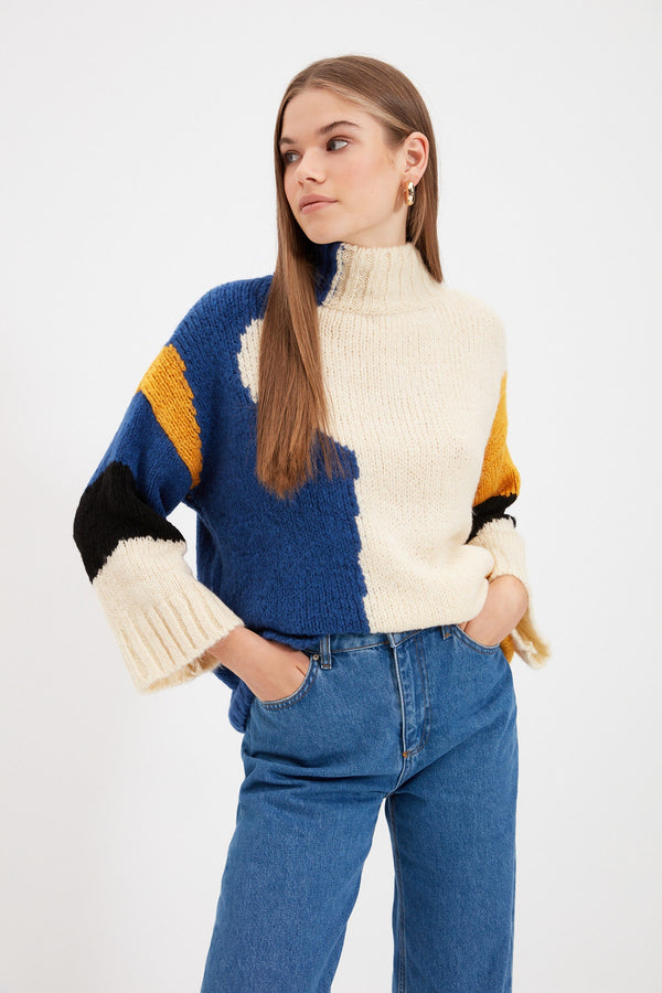 Trendyolmilla Soft Textured Color Block Knitwear Sweater Twoaw20Xs0047