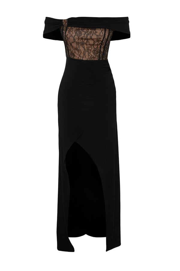 TRENDYOLMİLLA Double Breasted Woven Lined Lace Evening Dress TPRSS23AE00199