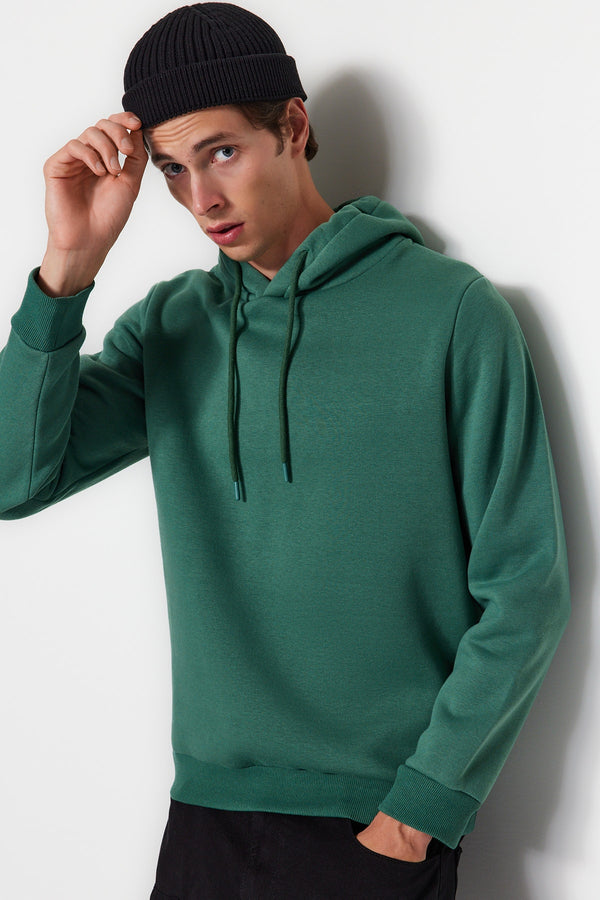 Trendyol Man Men's Green Plain Long Regular Sweatshirt