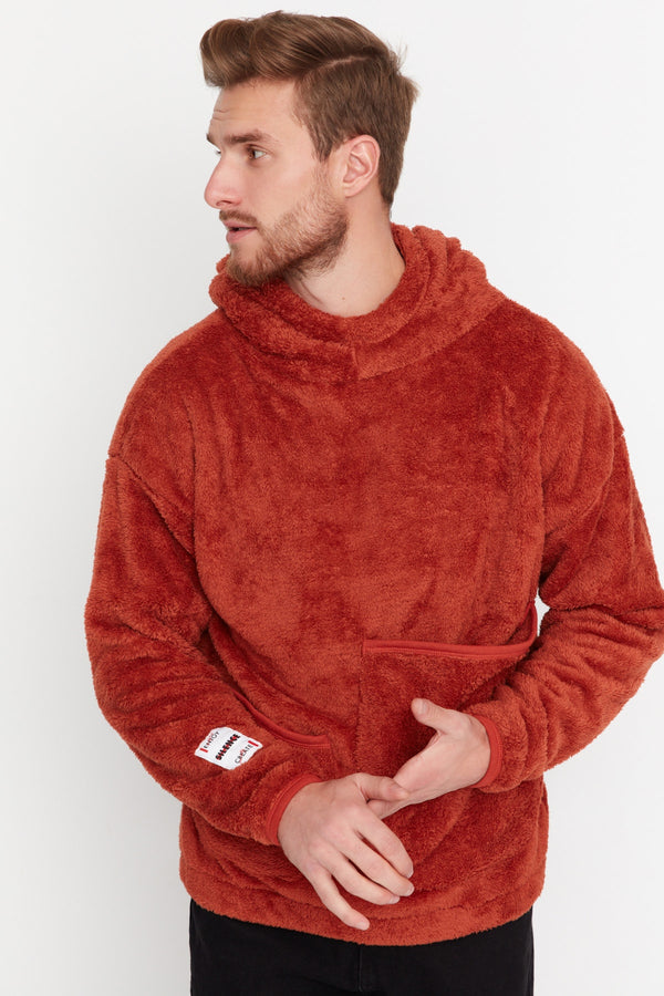 Trendyol Man Unisex Plush Oversize Fit Hooded Warm Sweatshirt Tmnaw22Sw1708