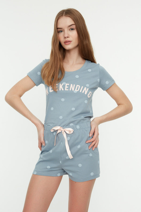 TRENDYOLMİLLA Polka Dot Knitted Pajamas Set THMSS20PT0215