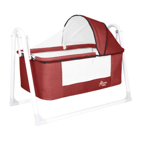 Chubby Baby First Class Portable-Linen Canopy Basket Crib Wipeable Fabric Red