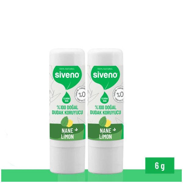 Siveno 100% Natural Lip Protector Mint & Lemon Lipbalm Cream Moisturizing Shine Repair 6 G X 2 Pieces