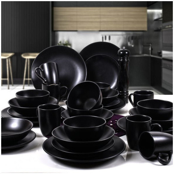 Keramika Alpha Matte Black Dinner Set 30 Pieces For 6 People