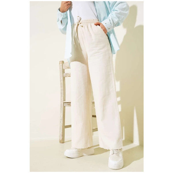 Waist Tie Tassel Trousers Stone