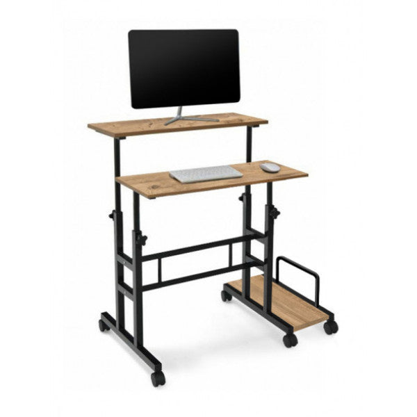 Height Adjustable Computer/laptop And Desk - Atlantic Pine 80X60 (With Wheels And Case)