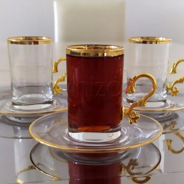 Evinizce Gilded Teacup with Handle - 6 Persons