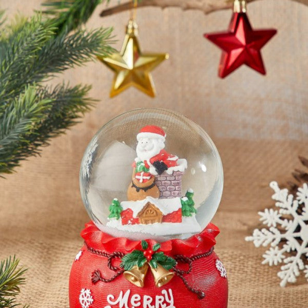 Waldern New Year Themed Lighted Musical Snow Globe Merry Christmas 14cm