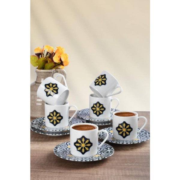 Porland Malhun 12 Piece 90Cc Turkish Coffee Set For 6 Persons