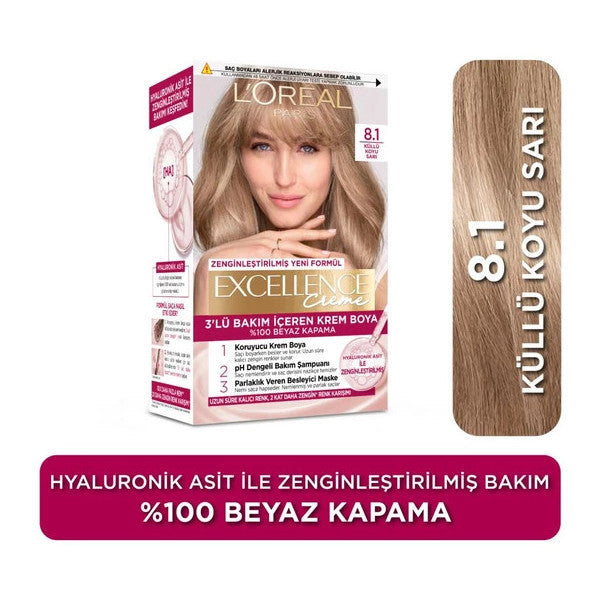 L'oréal Paris Excellence Creme 8.1 Ash Dark Blonde Hair Dye