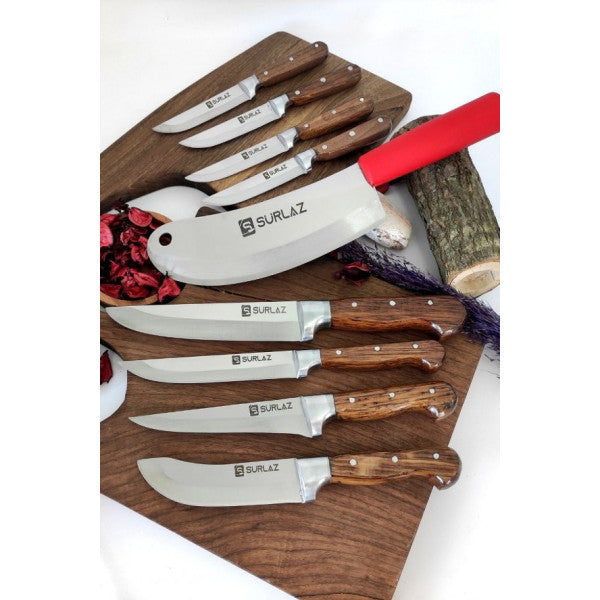 Surlaz 9 Piece Knife Set Handmade Reds