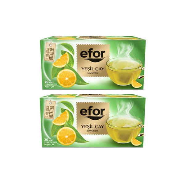 Efor Lemon Green Tea 20 2 Pcs Set - Cup Tea Bag - Herbal Tea - 40 Pieces