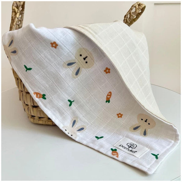 Pamuka Double Sided Muslin Blanket - With Rabbit