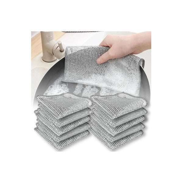 New Arrived 6 Pieces Double Layer Multi-Purpose Wire Cloth Microfiber Inox Cloth Wire Dish Cloth