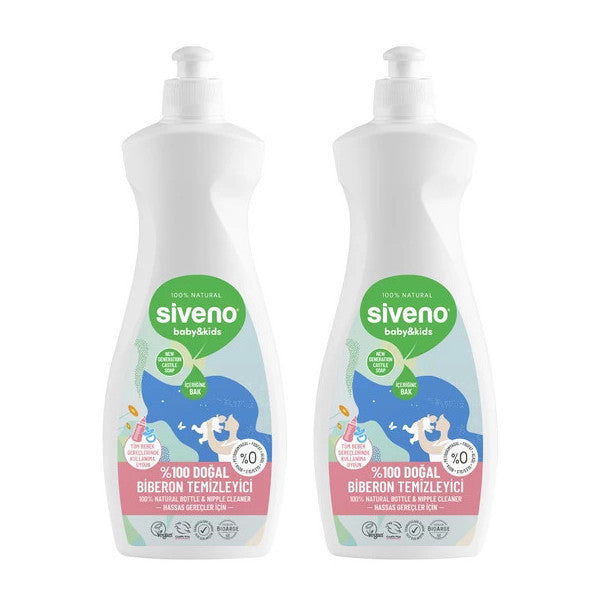 Siveno 100% Natural Pacifier And Bottle Cleaner Herbal Hand Dish Soap Moisturizing Vegan 500 Ml X 2 Pieces