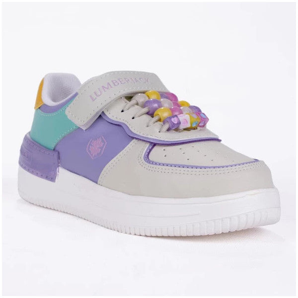 Lumberjack Freya Beige Lilac Casual Girls Kids Sneakers