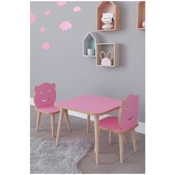 Remaks Bambi Write Wipe Surface Children's Table Chair Set 1 Activity Game Table 2 Chairs - Pink