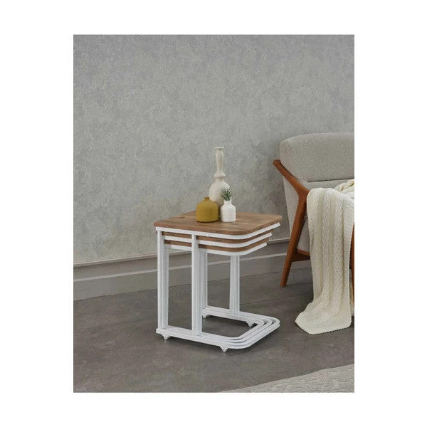 Arpelia Vera Demountable Nesting Table With Wheels 3 Pieces