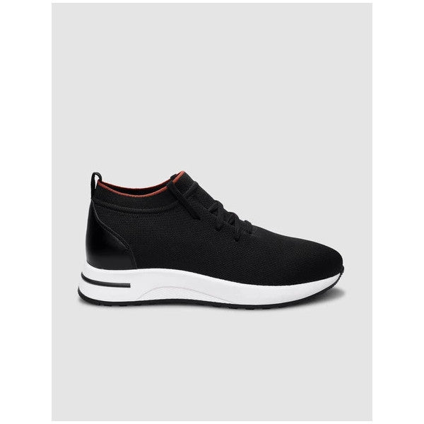 Knitted Black Lace-Up Women's Sneakers