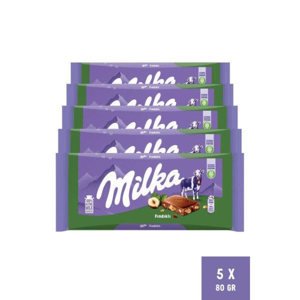 Milka Hazelnut Chocolate 80Gr - 5 Pieces