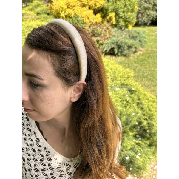 Bym500 Satin Thin Dark Cream Casual Soft Hand Sewn Hair Accessory Women's Crown